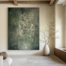Load image into Gallery viewer, “Green Textured Mystery” - Green Abstract Art on Canvas DKH1195