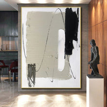 Load image into Gallery viewer, Large - Scale Gray - Black - White Abstract Art for Contemporary Entryway & Art - Forward Café LargeART0502