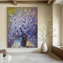 Load image into Gallery viewer, “Impressionistic Purple Flower Bouquet” - Purple, White Floral Art on Canvas DKH1346