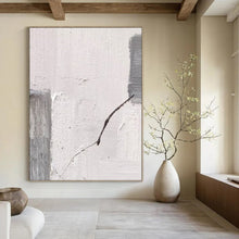 Load image into Gallery viewer, “White Cracks” – Gray blocks, dark line, textured white background with cracks DTP363