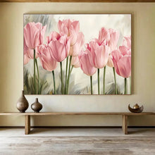 Load image into Gallery viewer, Pink Tulips “Delicate Blooms” Painting on Canvas, Gentle Floral Art DKH898