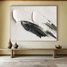Load image into Gallery viewer, Black - White Textured “Minimalist Swirl” Painting on Canvas, Modern Abstract Art DKH908