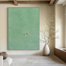 Load image into Gallery viewer, “Sync Swim” ,Monochromatic green with two small figures swimming. DTP305