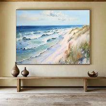 Load image into Gallery viewer, Hand - painted Coastal Beach Scene Acrylic Art for Nautical - Themed Dining Rooms LargeART1697