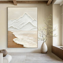 Load image into Gallery viewer, “Textured Mountain & Sea” – Minimalist Relief Painting with Neutral Tones DTP273