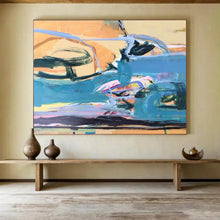 Load image into Gallery viewer, Expressive Color Fusion Blue, Orange & Bold Brushstrokes on Canvas DLZ007
