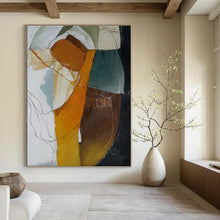 Load image into Gallery viewer, Orange, Green & Blue Abstract Figure Painting, Ideal for Eclectic Living Room & Creative Studio LargeART1457