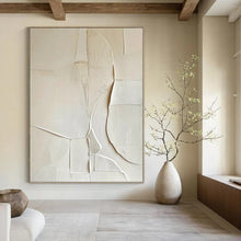 Load image into Gallery viewer, “White Textured Abstract Composition” - White, Grey Abstract Art on Canvas DKH1314