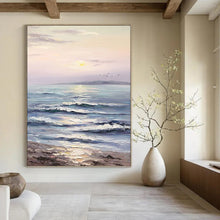 Load image into Gallery viewer, “Pastel Seaside Sunset” - Impressionistic Seascape Art on Canvas DKH1596