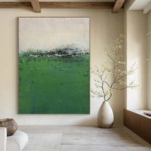 Load image into Gallery viewer, “Misty Green Field” - Green, Grey Abstract Landscape on Canvas DKH1207