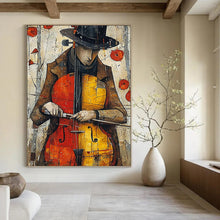 Load image into Gallery viewer, “Cellist in Colorful Collage” - Figurative Abstract Art on Canvas DKH1532