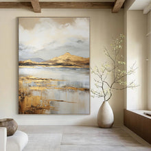Load image into Gallery viewer, Golden Landscape Abstract Canvas Painting, Suited for Serene Living Room & Art - Inspired Hotel Suite LargeART1256