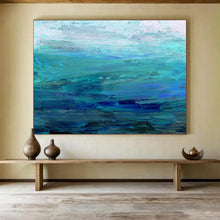 Load image into Gallery viewer, Blue - Toned Abstract Sea Painting On Canvas DKH392