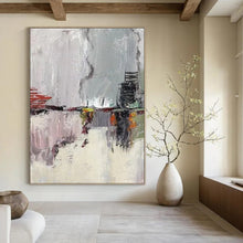 Load image into Gallery viewer, Gray, Red & Colorful Abstract Urban Painting, Suited for City Loft & Contemporary Café LargeART1459