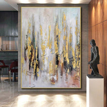 Load image into Gallery viewer, Gold - Accented Abstract Art for Glamorous Dining Room & Art - Filled Hallway LargeART0891