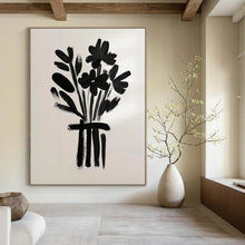 Load image into Gallery viewer, Minimalist Black - White Abstract Flower Painting, Suited for Contemporary Hallway & Art - Focused Office LargeART2035