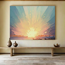 Load image into Gallery viewer, Radiant Sunset Burst Abstract Painting on Canvas - “Dawn’s Embrace” DKH665