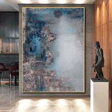 Load image into Gallery viewer, Hand - painted Large - scale Blue and Gray Muted Abstract Acrylic Art for Calm Waiting Rooms LargeART0021
