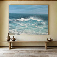 Load image into Gallery viewer, Dynamic Ocean Waves in Blue Abstract acrylic painting DLZ025