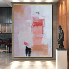 Load image into Gallery viewer, Oversized Hand - painted Soft Pink and Coral Abstraction Acrylic Art for Feminine - Inspired Boudoirs LargeART0221