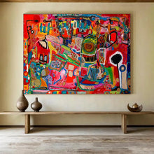 Load image into Gallery viewer, Hand - painted Bold Colorful Abstract Mosaic Acrylic Art for Modern Art Galleries at Home LargeART1680