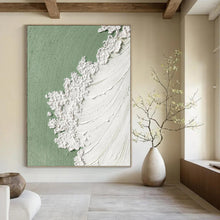 Load image into Gallery viewer, “Pale Green & Textured White” - Minimalist Abstract Art on Canvas DKH1502