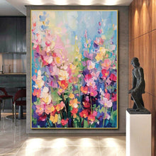 Load image into Gallery viewer, Colorful Flower Field Abstract Art - Ideal for Garden - themed Living Room & Romantic Wedding Venue LargeART0694