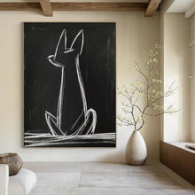 Load image into Gallery viewer, Minimalist Chalk - Drawn Cat Abstract, Perfect for Modern Kids’ Room & Art - Lovers’ Hallway LargeART2027