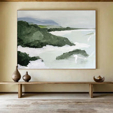 Load image into Gallery viewer, Green Coastal Landscape Abstract Painting on Canvas - “Seaside Calm” DKH603