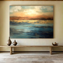 Load image into Gallery viewer, Sunset Over Golden Waters Abstract acrylic painting DLZ066