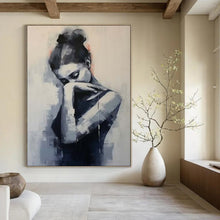Load image into Gallery viewer, Monochromatic Abstract Woman Painting, Perfect for Minimalist Study & Thought - Provoking Bedroom LargeART1910