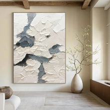 Load image into Gallery viewer, “Tactile Grey and White” - White, Grey Abstract Art on Canvas DKH1165