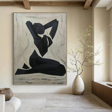 Load image into Gallery viewer, “Black and White Figure Silhouette” - Minimalist Figurative Art on Canvas DKH1565