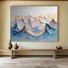 Load image into Gallery viewer, 3D Mountains “Pastel Peaks” Painting on Canvas, Serene Landscape Art DKH902