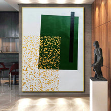 Load image into Gallery viewer, Oversized Green - Yellow Geometric Abstract Art for Garden Room & Modern Café LargeART0463