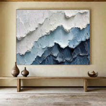Load image into Gallery viewer, 3D Textured Blue & White Mountain Abstract Painting - Great for Alpine - Inspired Home & Adventure - Themed Office DKH049