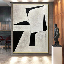 Load image into Gallery viewer, Black and White Geometric Forms Acrylic Art - Perfect for Minimalist Hallway & Contemporary Office LargeART0671