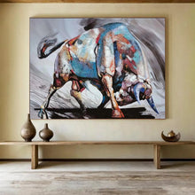 Load image into Gallery viewer, Hand - painted Large - Scale Colorful Abstract Bull Acrylic Art for Bold Entrance Halls LargeART1747