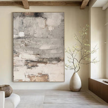 Load image into Gallery viewer, Neutral Textured Abstract with Patches Art for Industrial - style Apartment & Rustic Art Studio LargeART0972