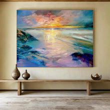Load image into Gallery viewer, Color - Drenched Beach Sunset Abstract Painting for Coastal Home & Vacation Rental DKH213
