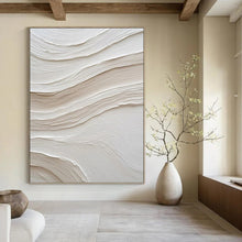Load image into Gallery viewer, “Textured White Waves” Abstract Painting on Canvas, Minimalist Bathroom Decor DKH1024