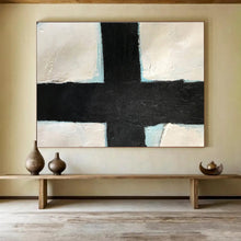 Load image into Gallery viewer, Bold Black - and - White Abstract Cross Art for Modern Church & Minimalist Study DKH180