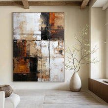 Load image into Gallery viewer, “Textured Industrial Abstract” - Brown, Black, White Abstract Art on Canvas DKH1308