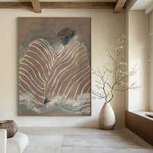 Load image into Gallery viewer, Striped Figure in Waves Abstract, Ideal for Serene Bathroom & Spiritual Meditation Space LargeART2029