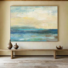 Load image into Gallery viewer, Soft Blue And Green Coastal Abstract Painting On Canvas DKH435