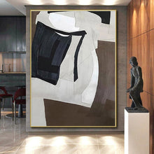 Load image into Gallery viewer, Black - White - Brown Geometric Acrylic Art - Perfect for Minimalist Study & Monochrome Hallway LargeART0557