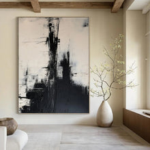 Load image into Gallery viewer, “Black and White Urban Abstract” - Black, White, Grey Abstract Art on Canvas DKH1261