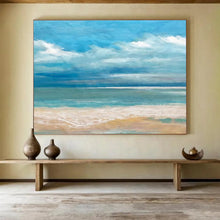 Load image into Gallery viewer, Calm Beach Scene Abstract Painting on Canvas - “Serene Shore” DKH638
