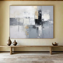 Load image into Gallery viewer, Grey & Gold Abstract - Elegant Living Room Art LargeART1574