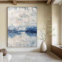 Load image into Gallery viewer, “Blue and White Textured Abstract” - Coastal Abstract Art on Canvas DKH1546